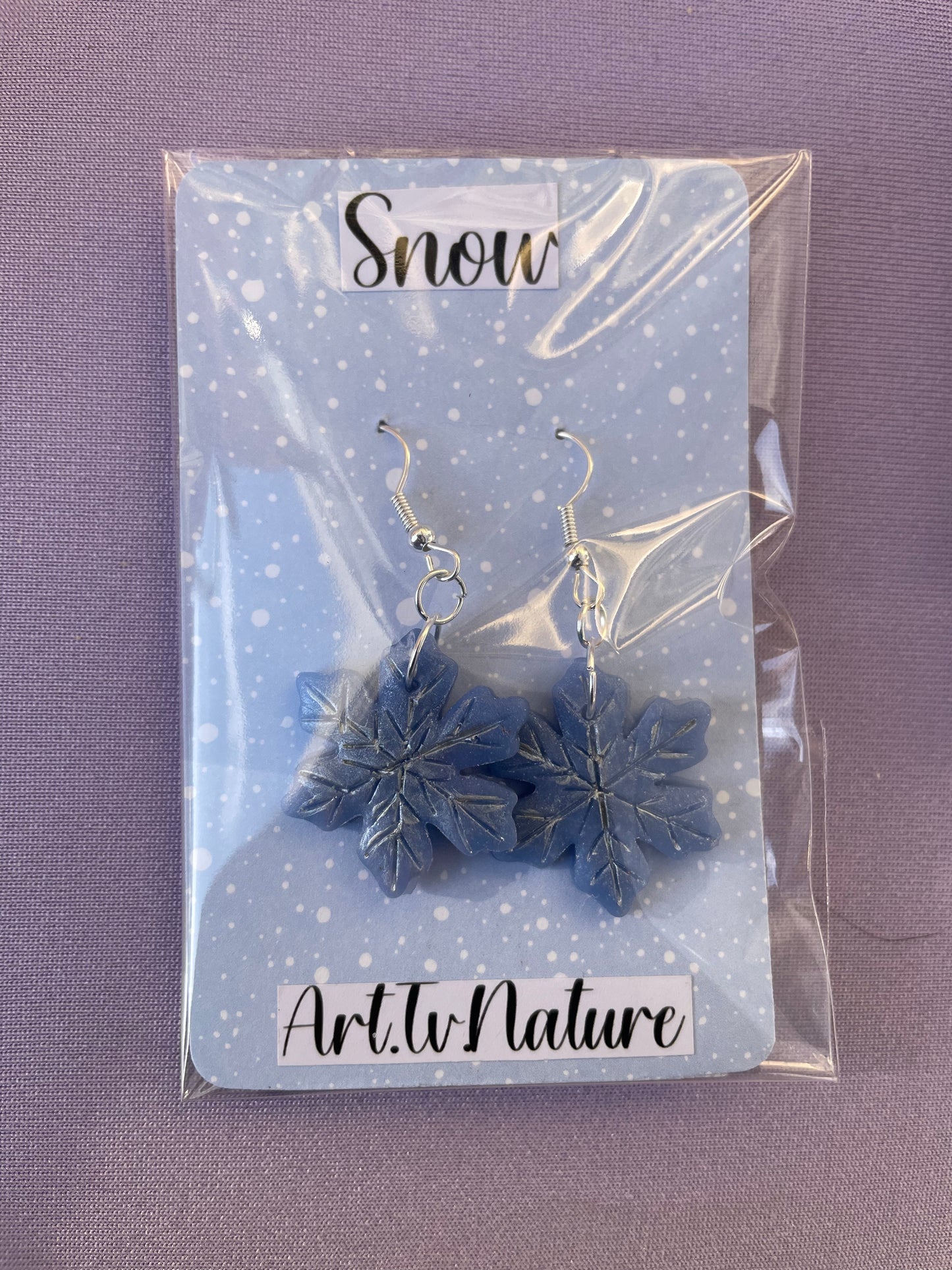 Sparkling Snowflake handmade polymer clay earrings
