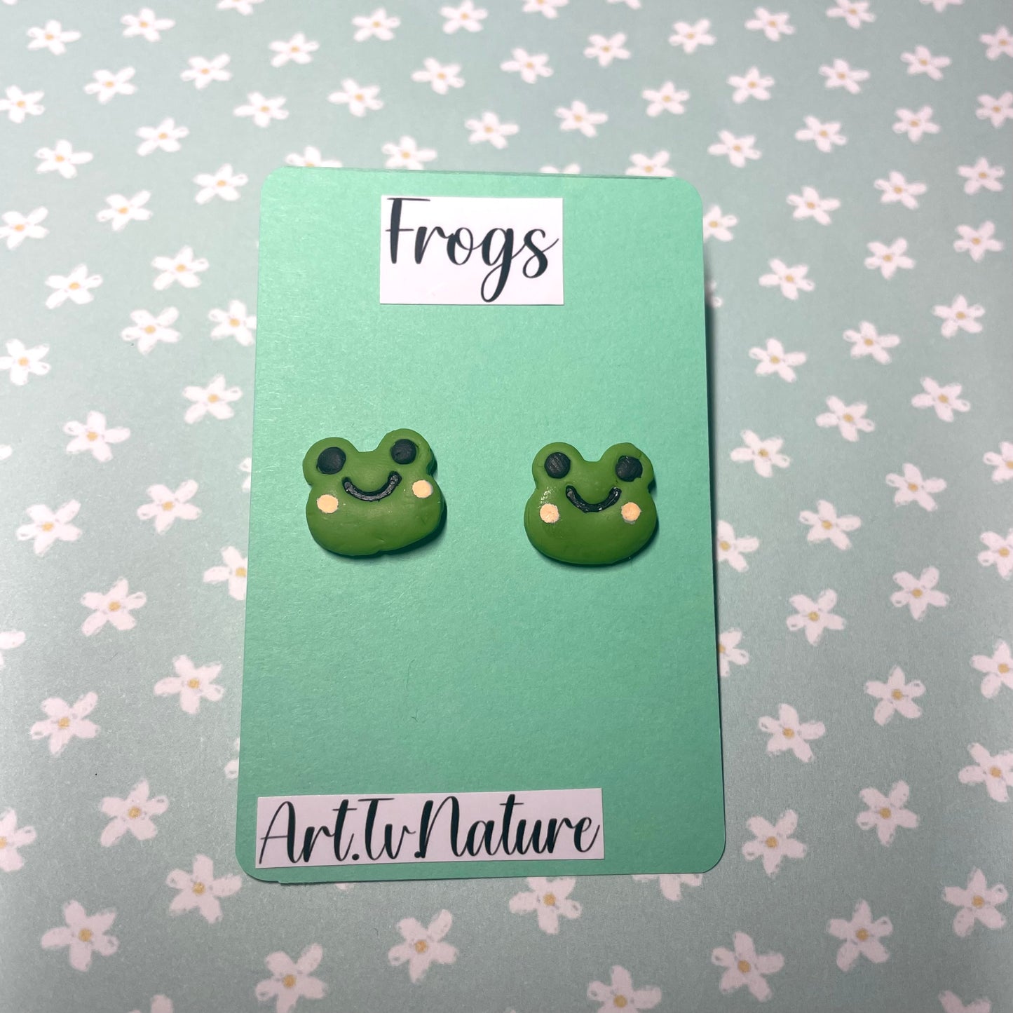 Frogs stud polymer clay earrings