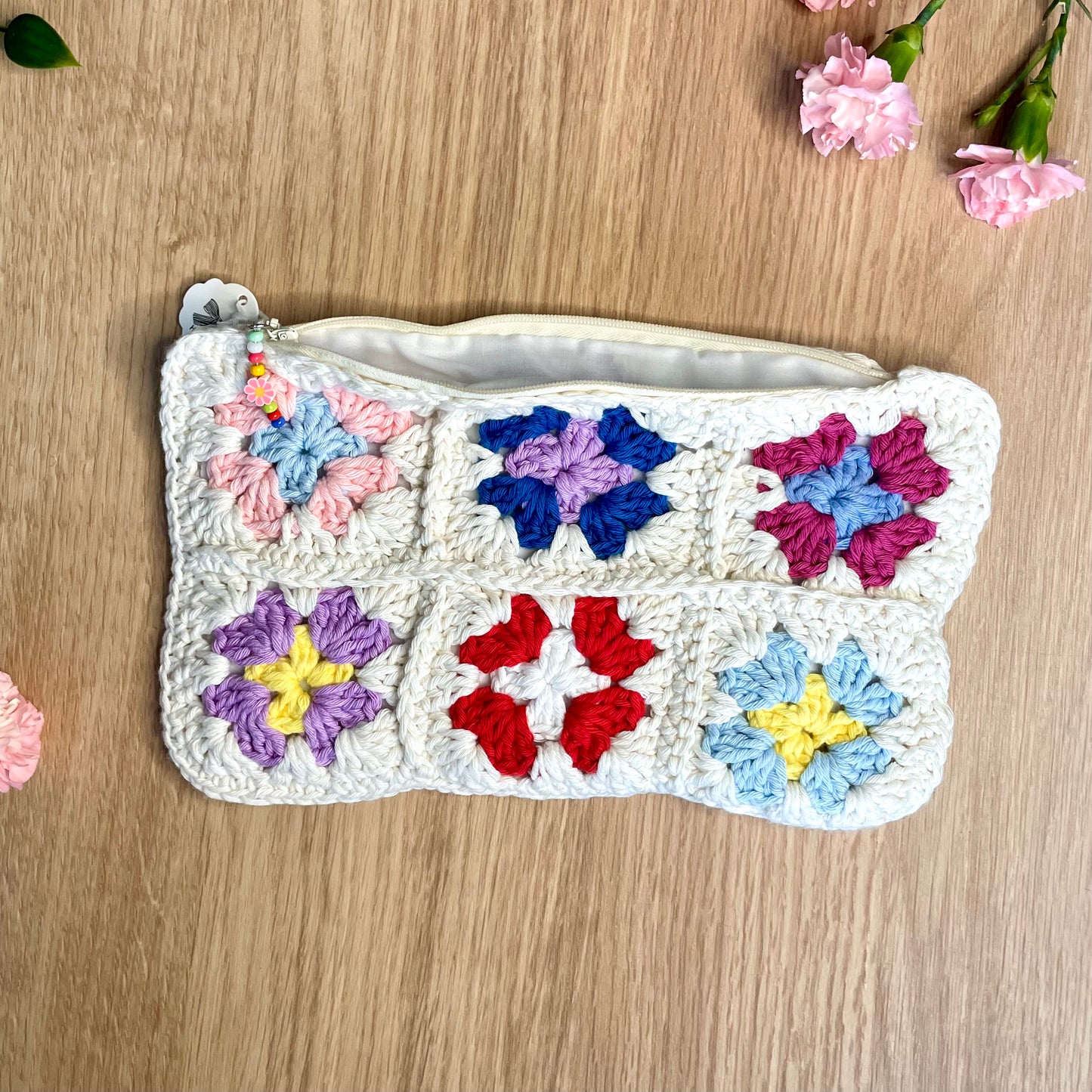 Handmade Multi colour Crochet Pencil Pouch