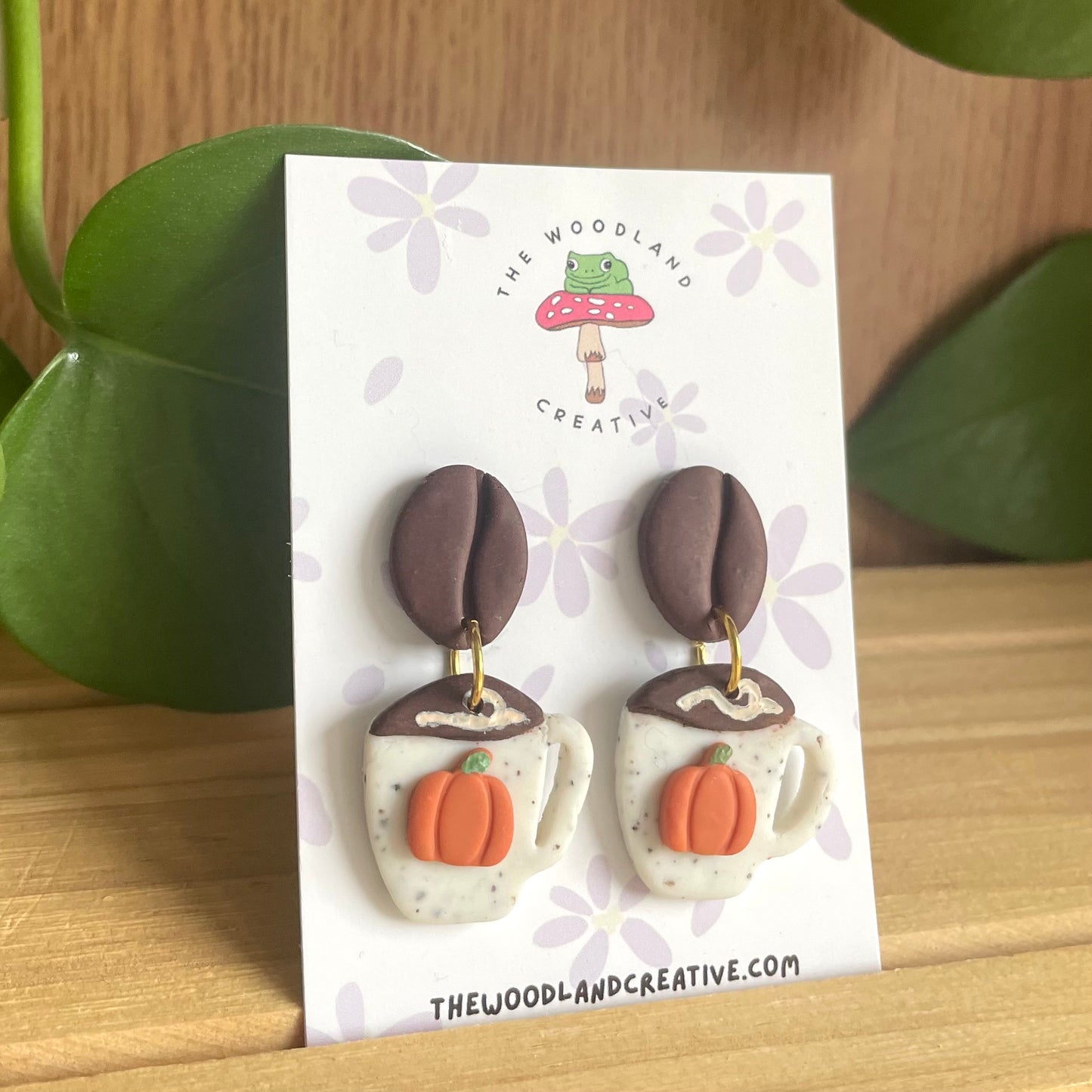 Pumpkin spice latte polymer clay earrings