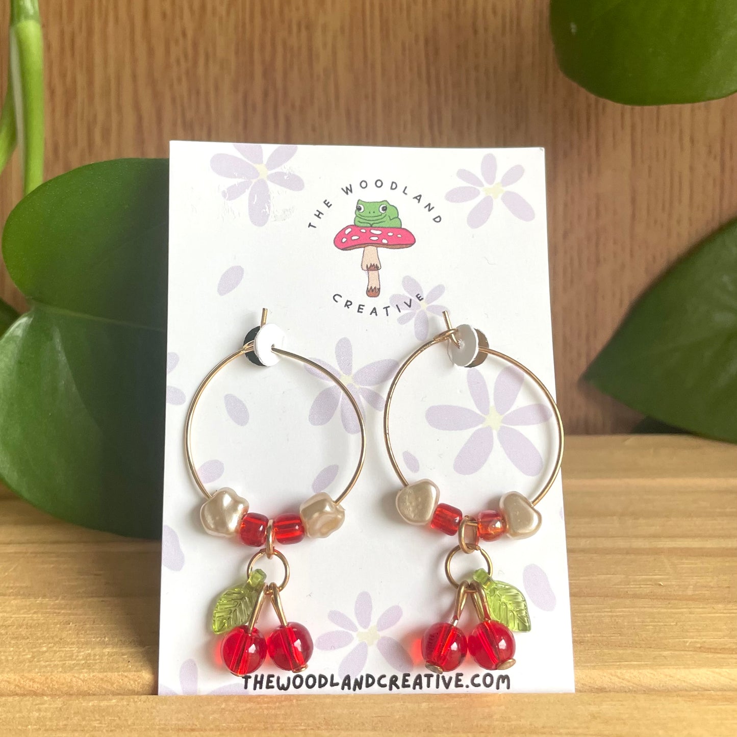Cherry hoop earrings