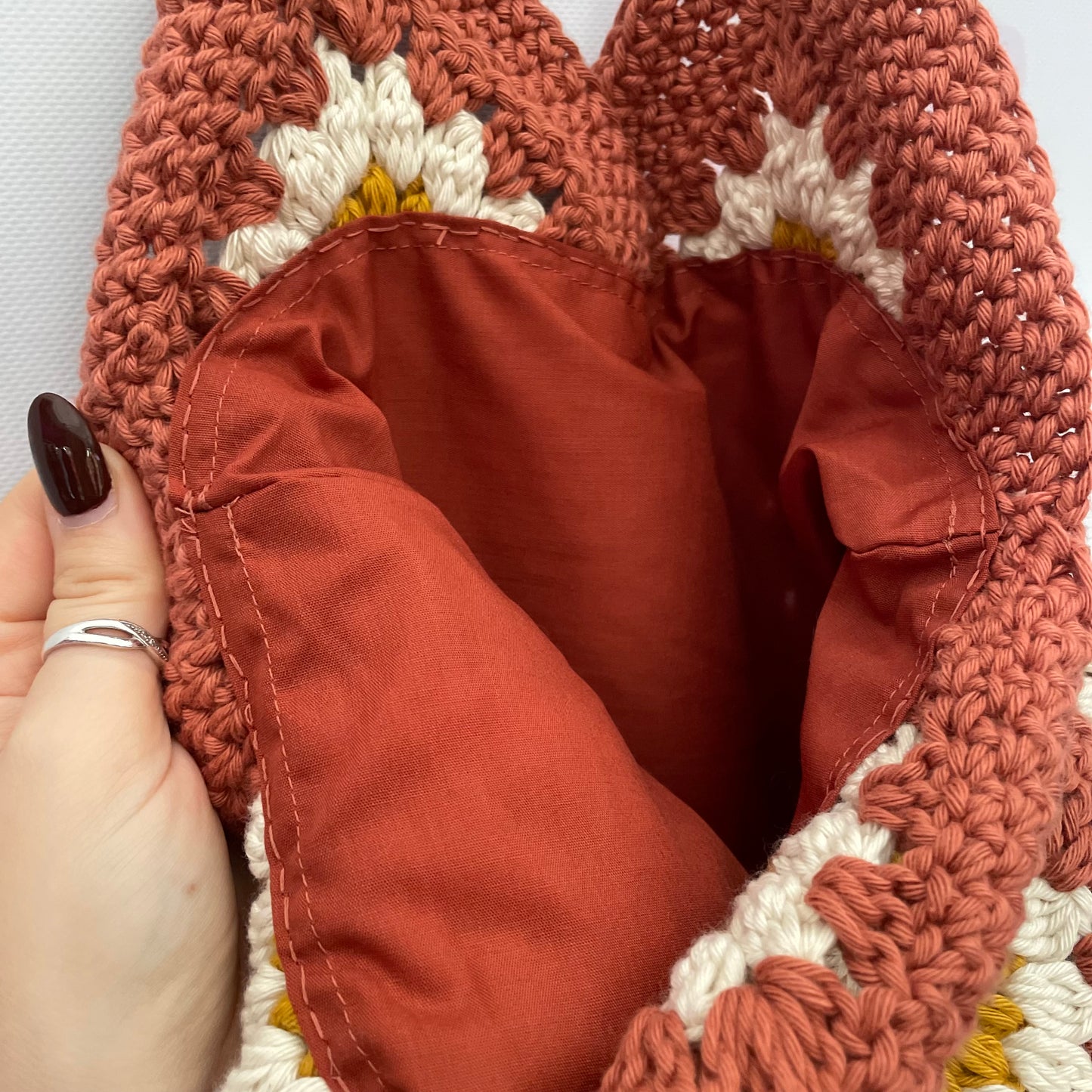 Handmade crochet Autumn tote bag