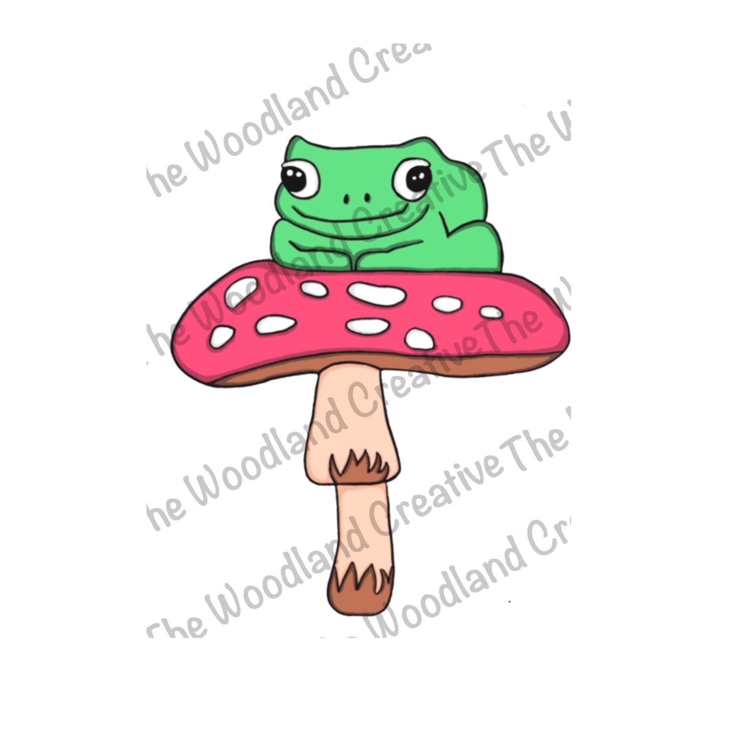 Frogbert on a mushroom character digitally designed sticker