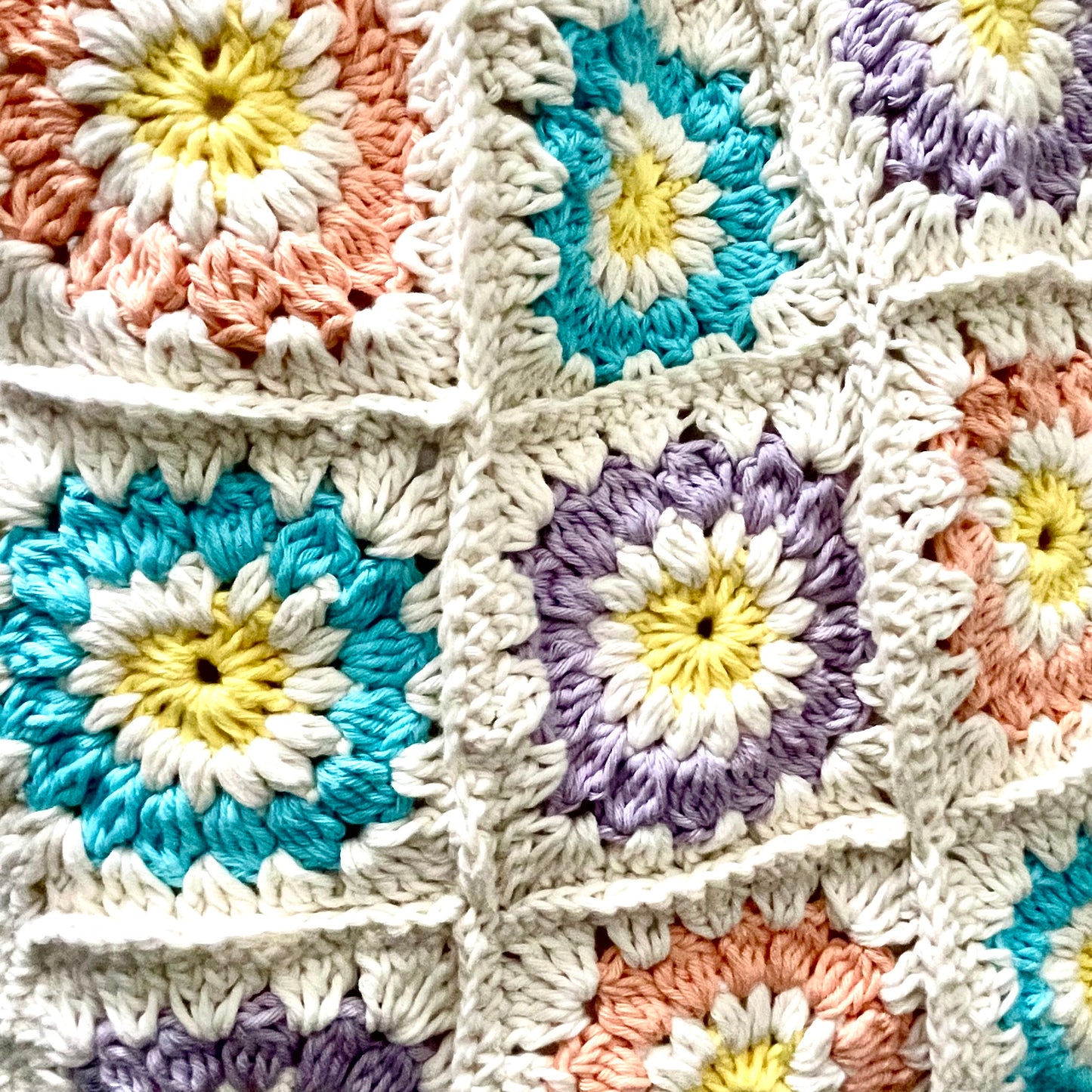 Handmade square large tuti fruiti crochet tote bag