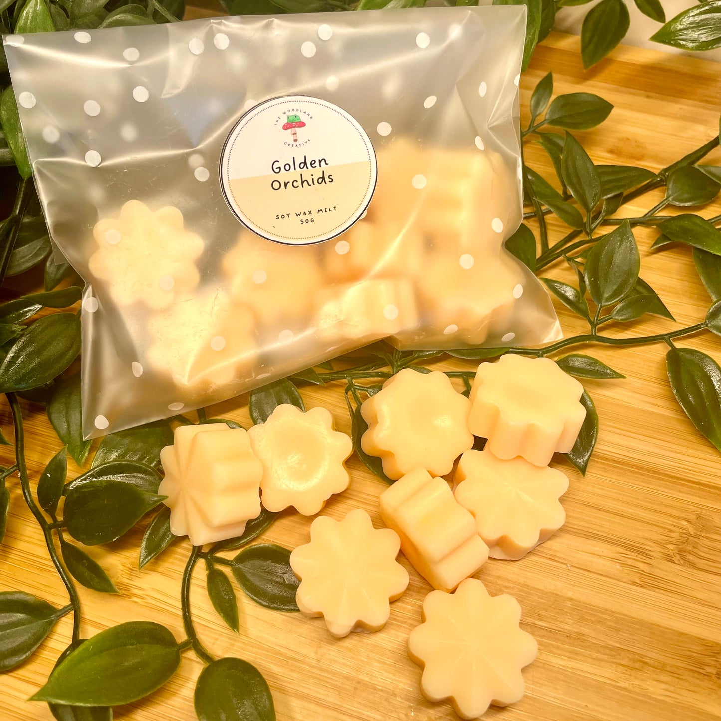 Golden orchids handmade soy wax melts