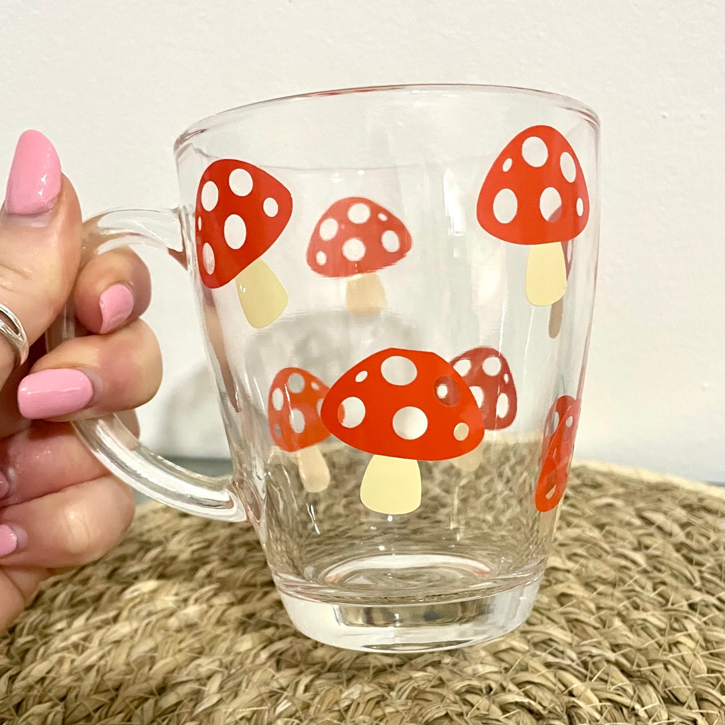 Mushroom Design Glass Mug