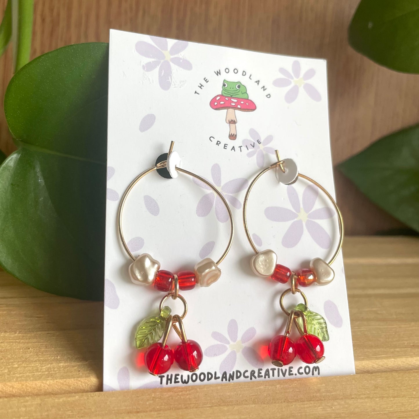 Cherry hoop earrings