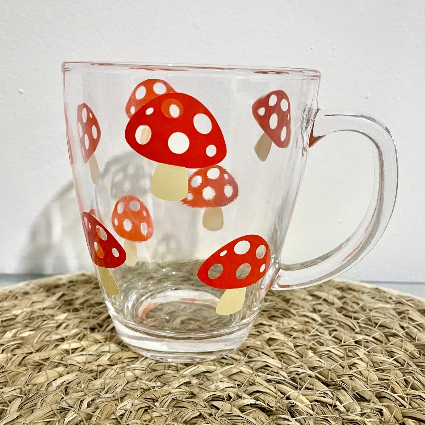 Mushroom Design Glass Mug