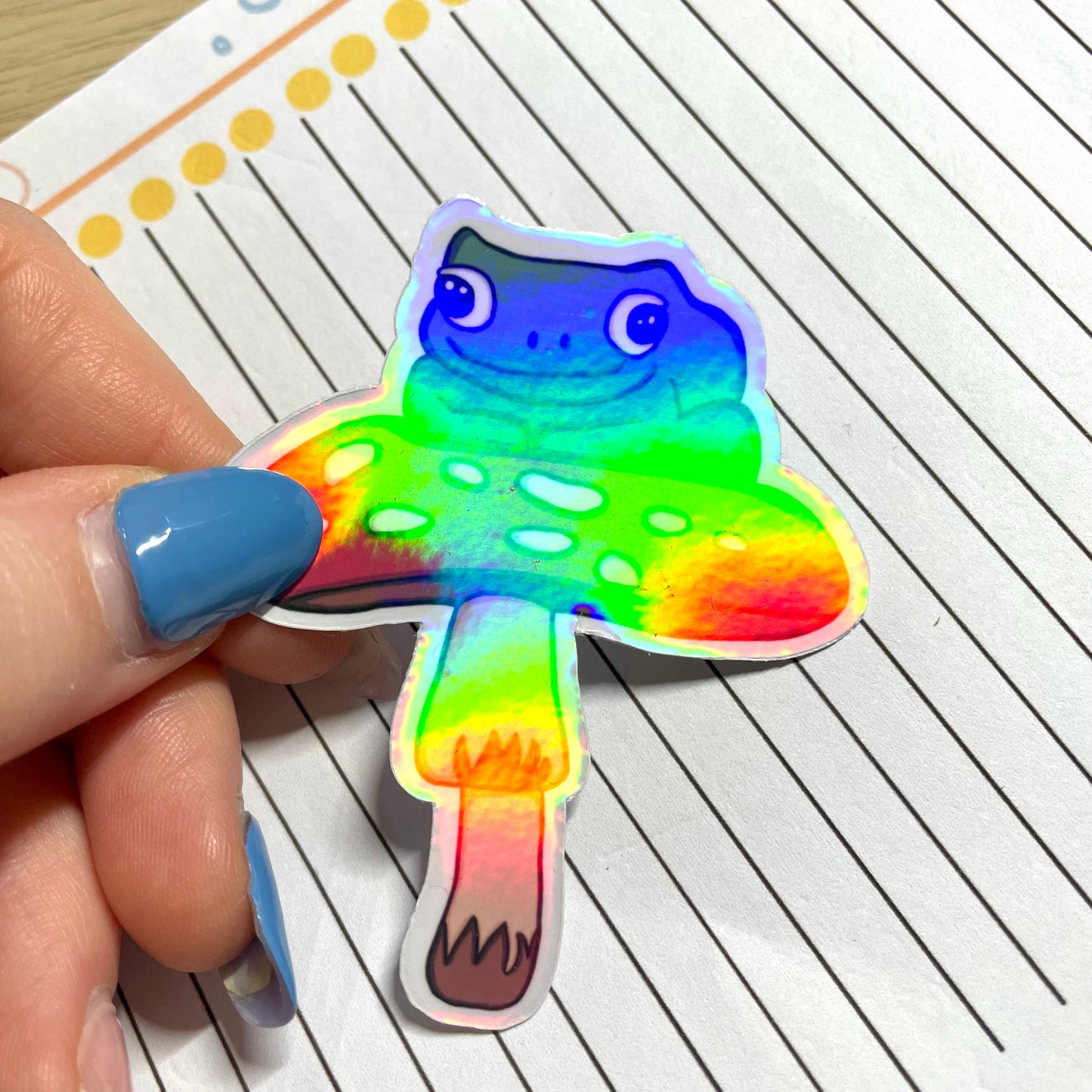 Frog on a mushroom character digitally designed sticker
