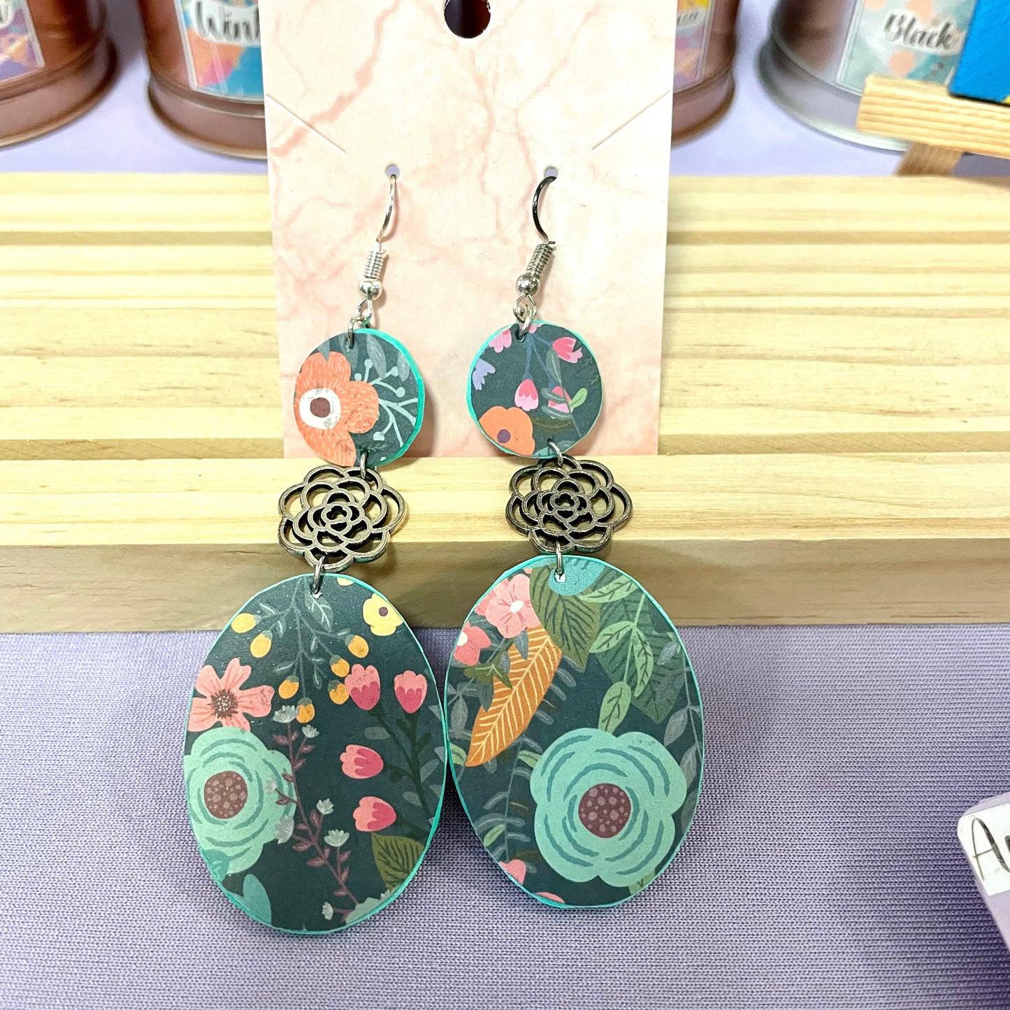 Handmade floral dangle earrings