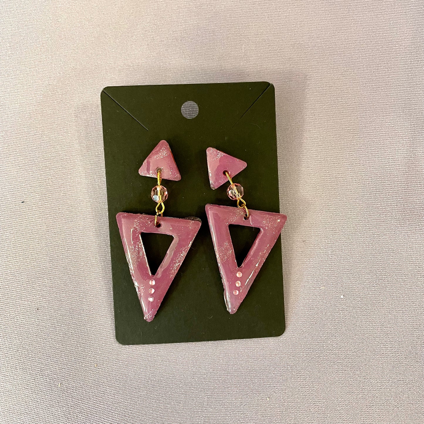 Handmade pink resin earrings