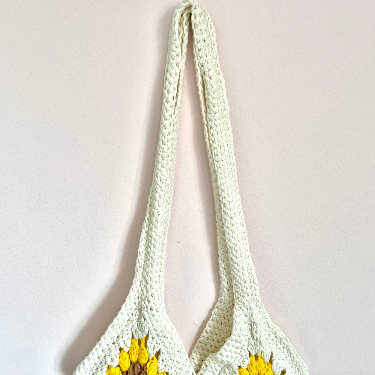 Handmade crochet summer sunflower tote bag