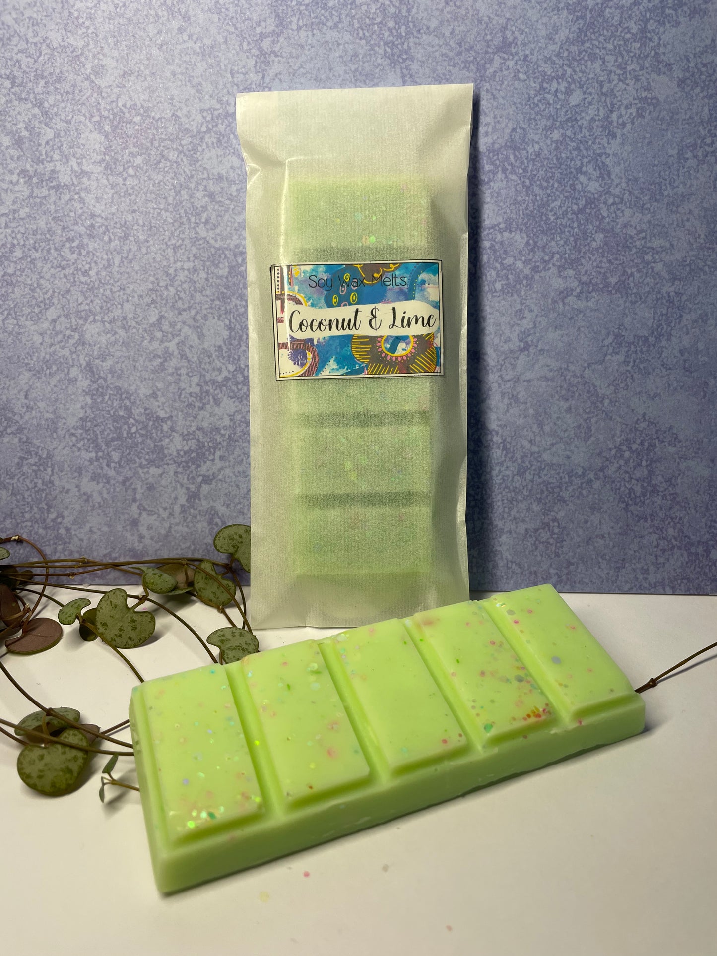 coconut and Lime scented soy wax melt snap bar