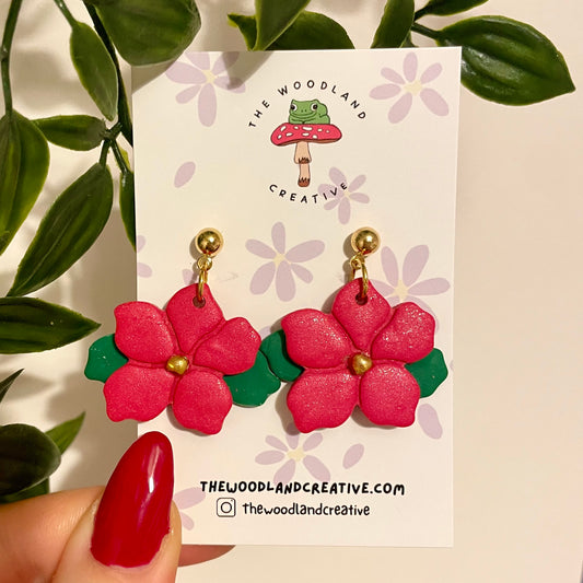 Poinsettia handmade polymer clay earrings