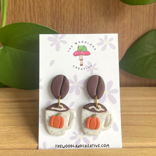 Pumpkin spice latte polymer clay earrings