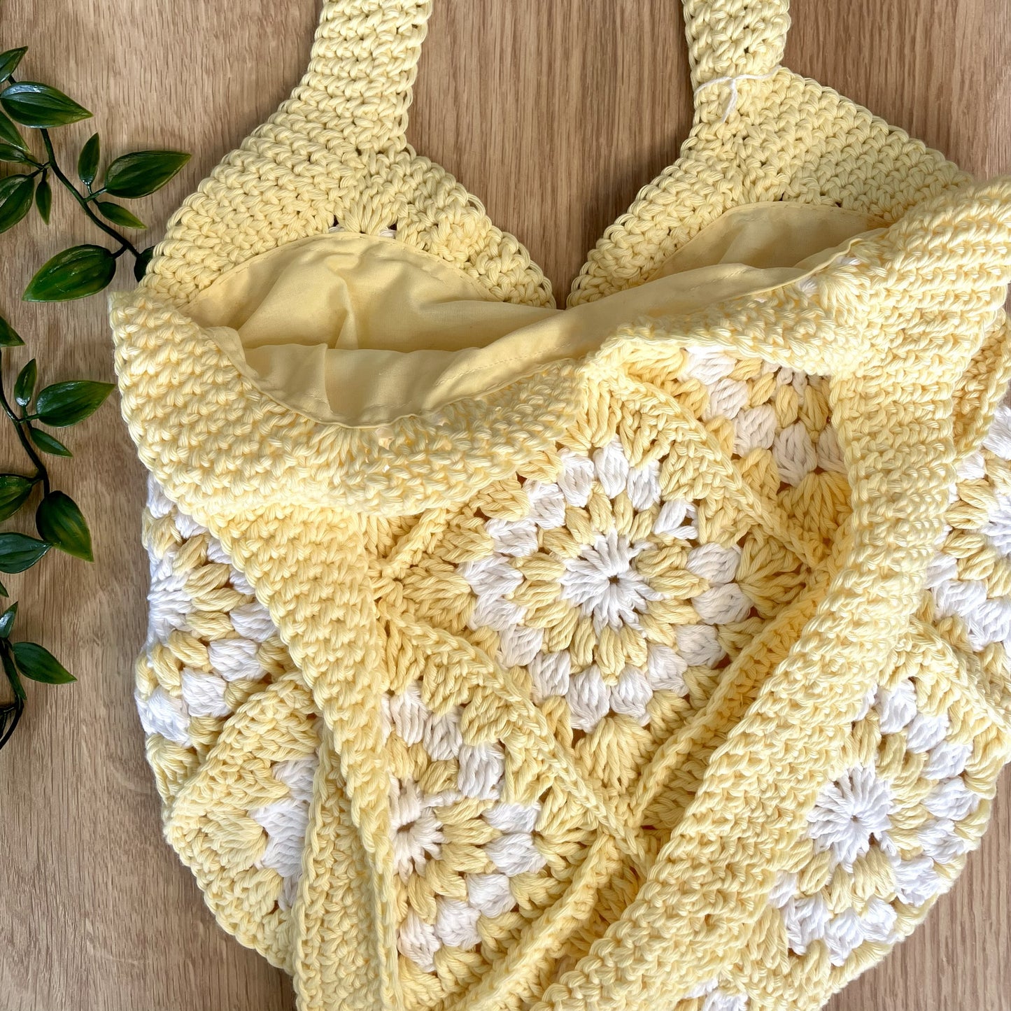 Handmade crochet lemon flower summer tote bag