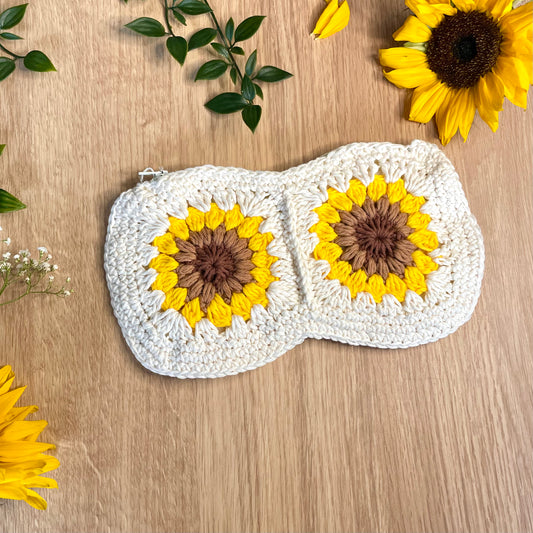 Handmade Sunflower Crochet Pencil Pouch