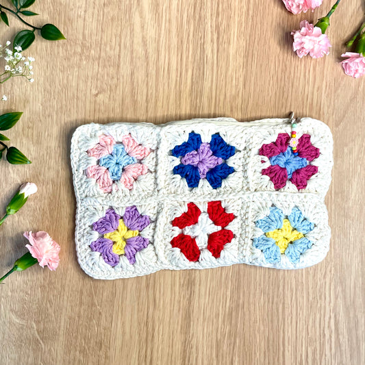 Handmade Multi colour Crochet Pencil Pouch