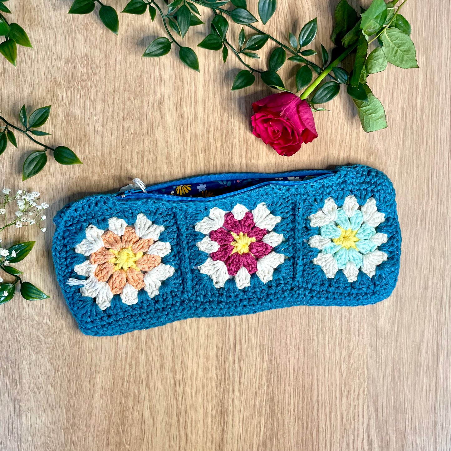 Handmade crochet pencil pouch