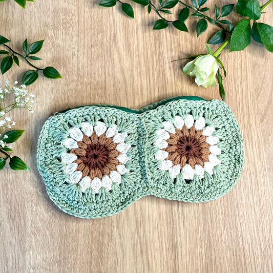Handmade Sage Green flower Crochet Pencil Pouch