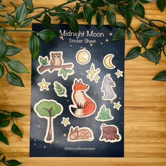 Midnight Moon Sticker Sheet – Cosy Planner & Journal Stickers