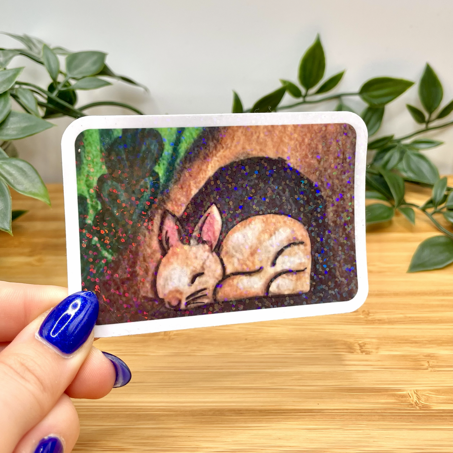 `Opal` Bunny scene Vinyl Holographic Sticker