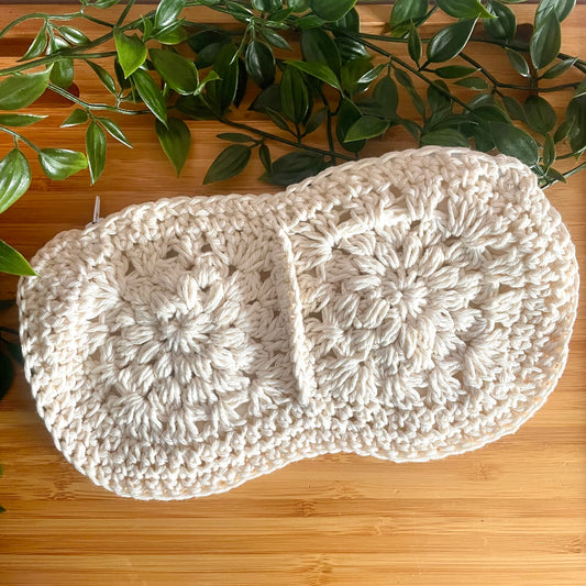 Handmade Ivory flower Crochet Pencil Pouch