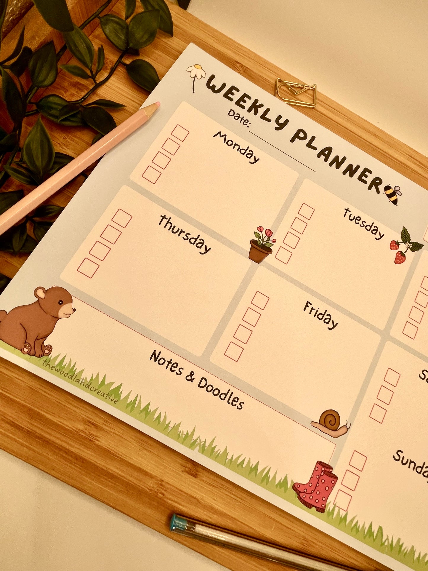 Koda’s Picnic weekly planner pad