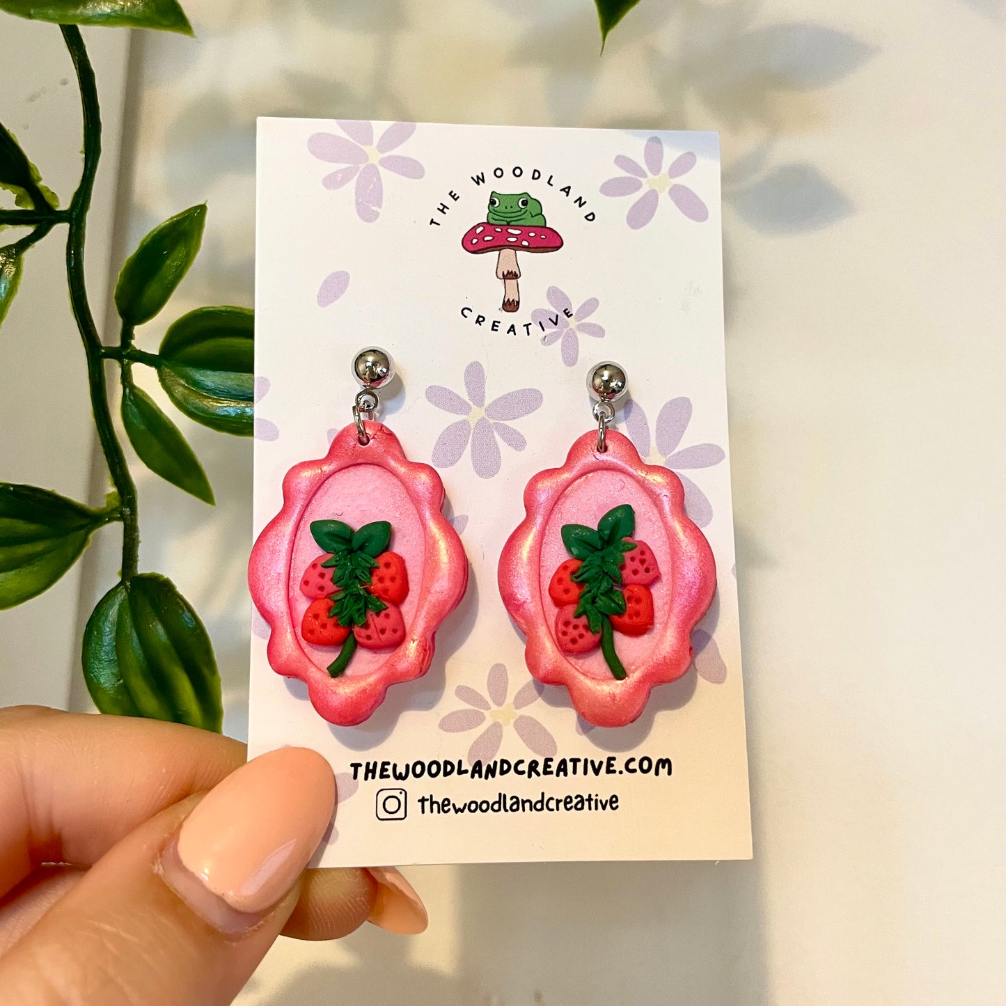 Strawberry frame earrings