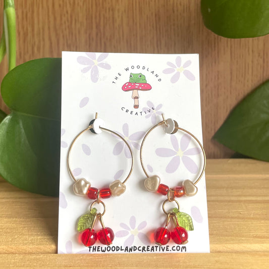 Cherry hoop earrings