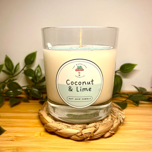 Coconut & lime handmade soy candle