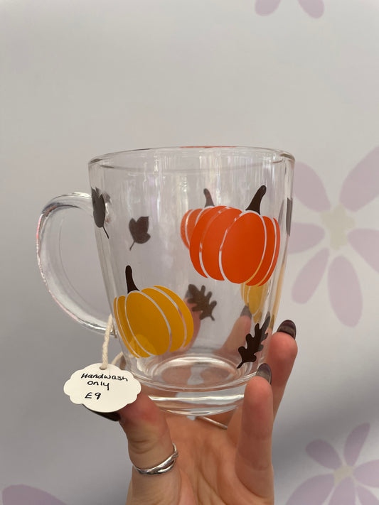 Pumpkin Design Glass Mug