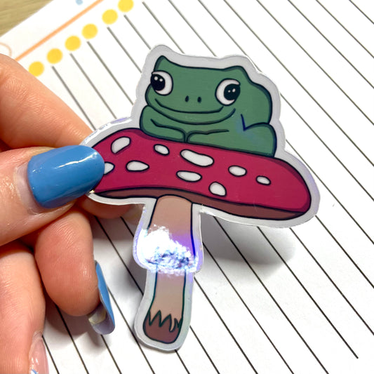Frog on a mushroom character digitally designed sticker