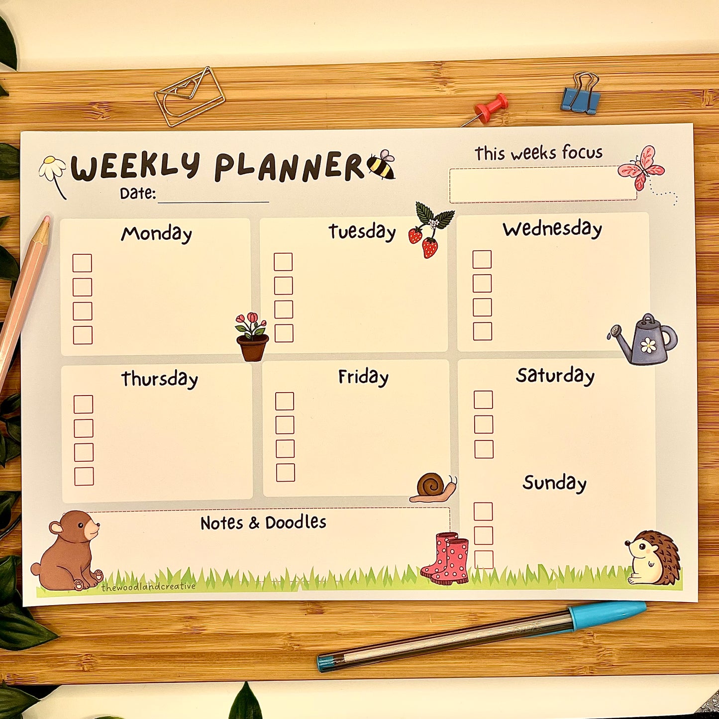 Koda’s Picnic weekly planner pad