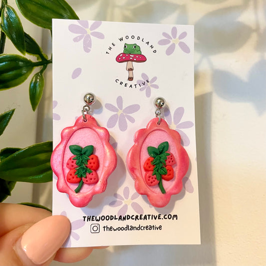 Strawberry frame earrings
