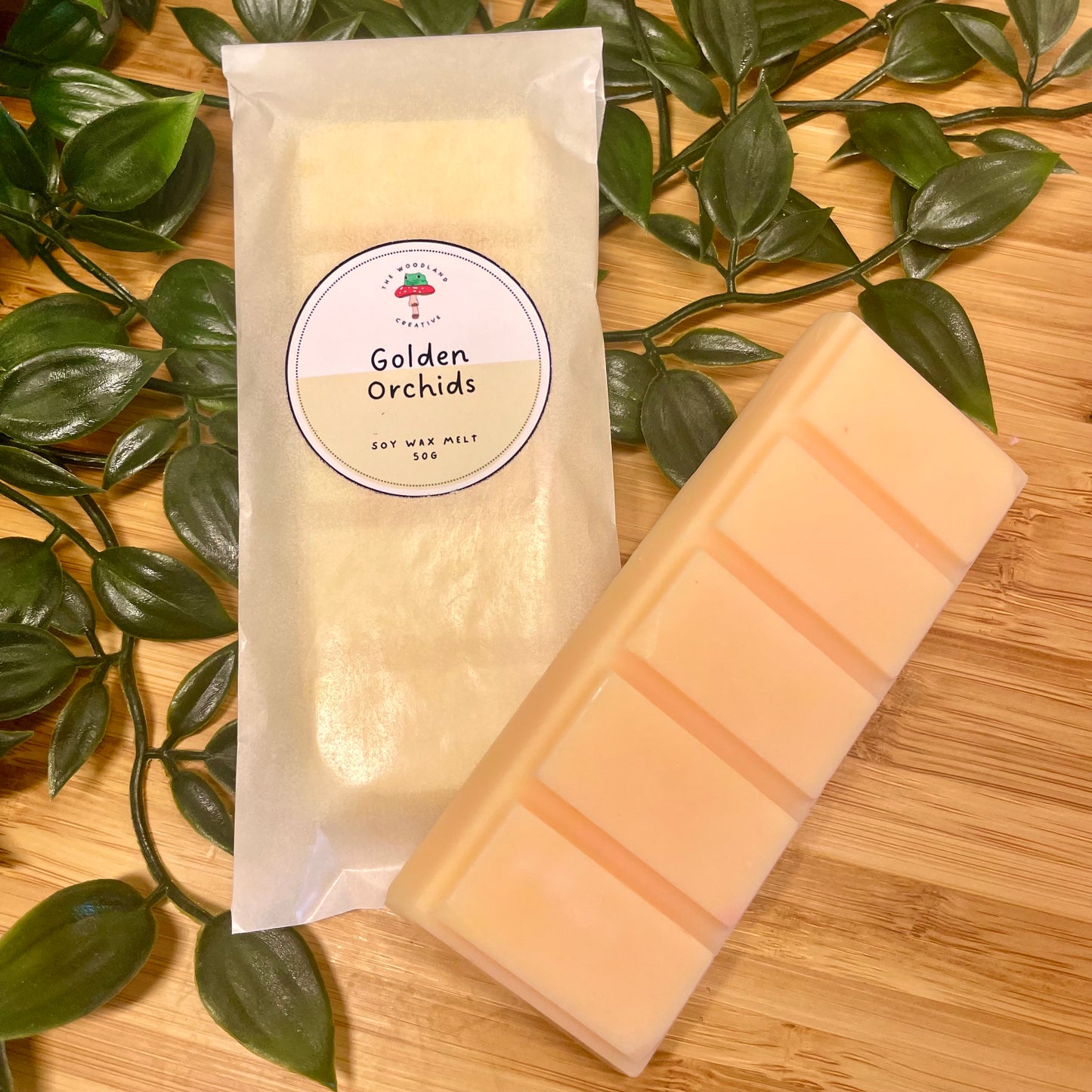 Golden orchids handmade soy wax melts