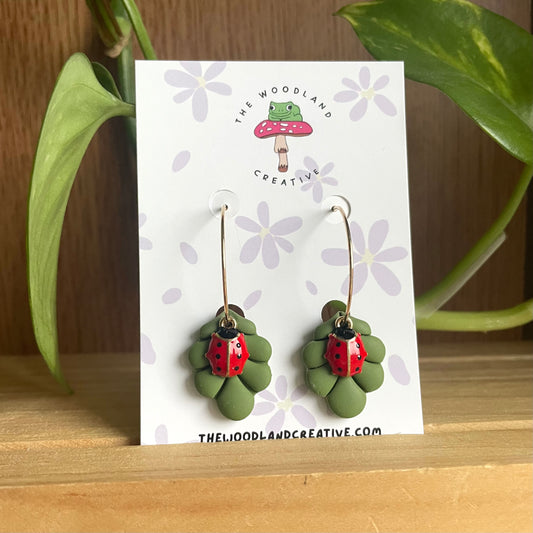 Ladybird hoop handmade polymer clay earrings