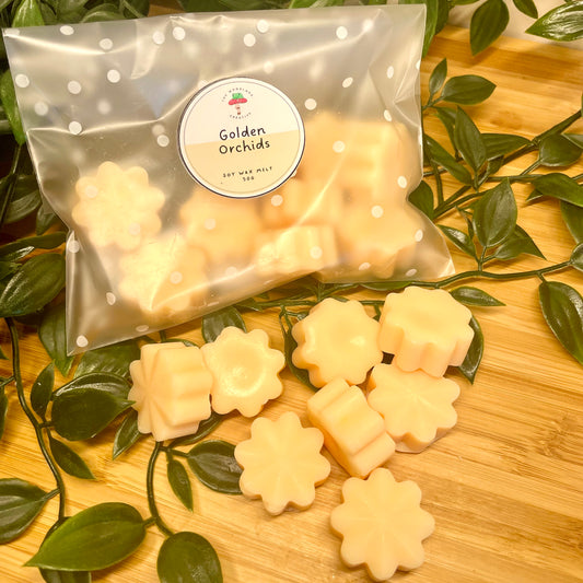 Golden orchids handmade soy wax melts