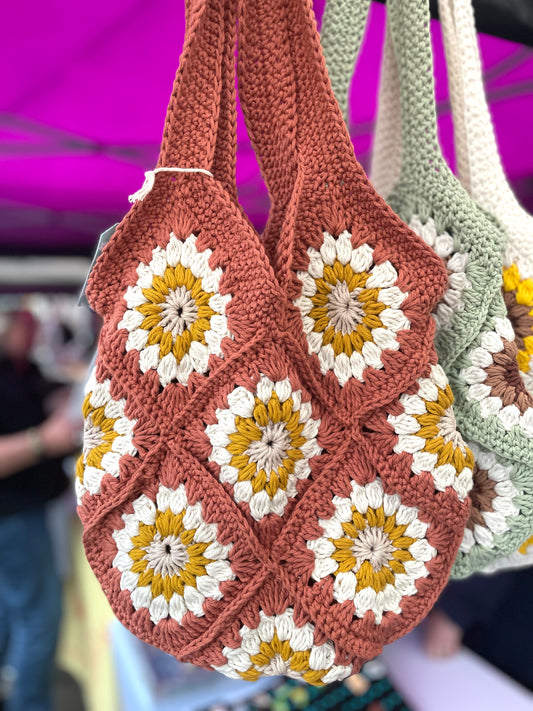 Handmade crochet Autumn tote bag
