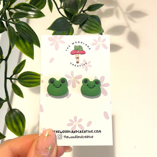 Frogs stud polymer clay earrings