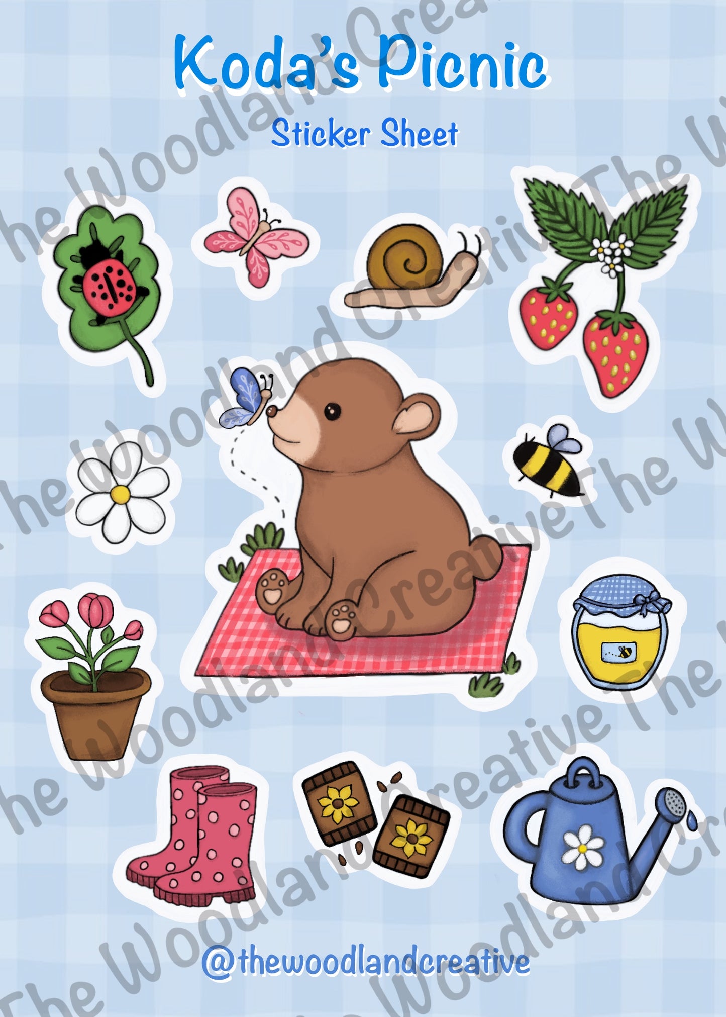 Koda`s Picnic Sticker Sheet – Cosy Planner & Journal Stickers