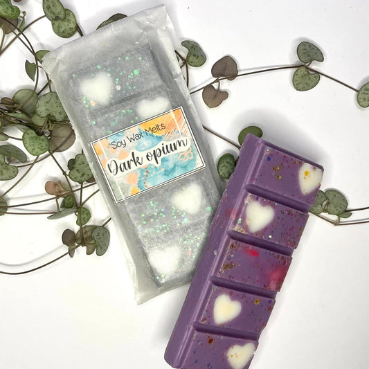 Dark opium scented soy wax melt , snap bar